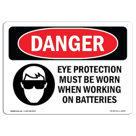 OSHA Danger Sign, Eye Protection Must Be Worn, 24in X 18in Aluminum